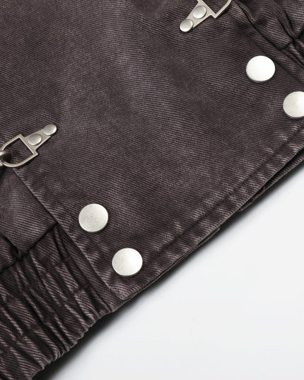 TALKLESSFASHION Jiayiku trendy brand 2026 new American retro heavy wash old denim jacket airplane buckle jacket locomotive