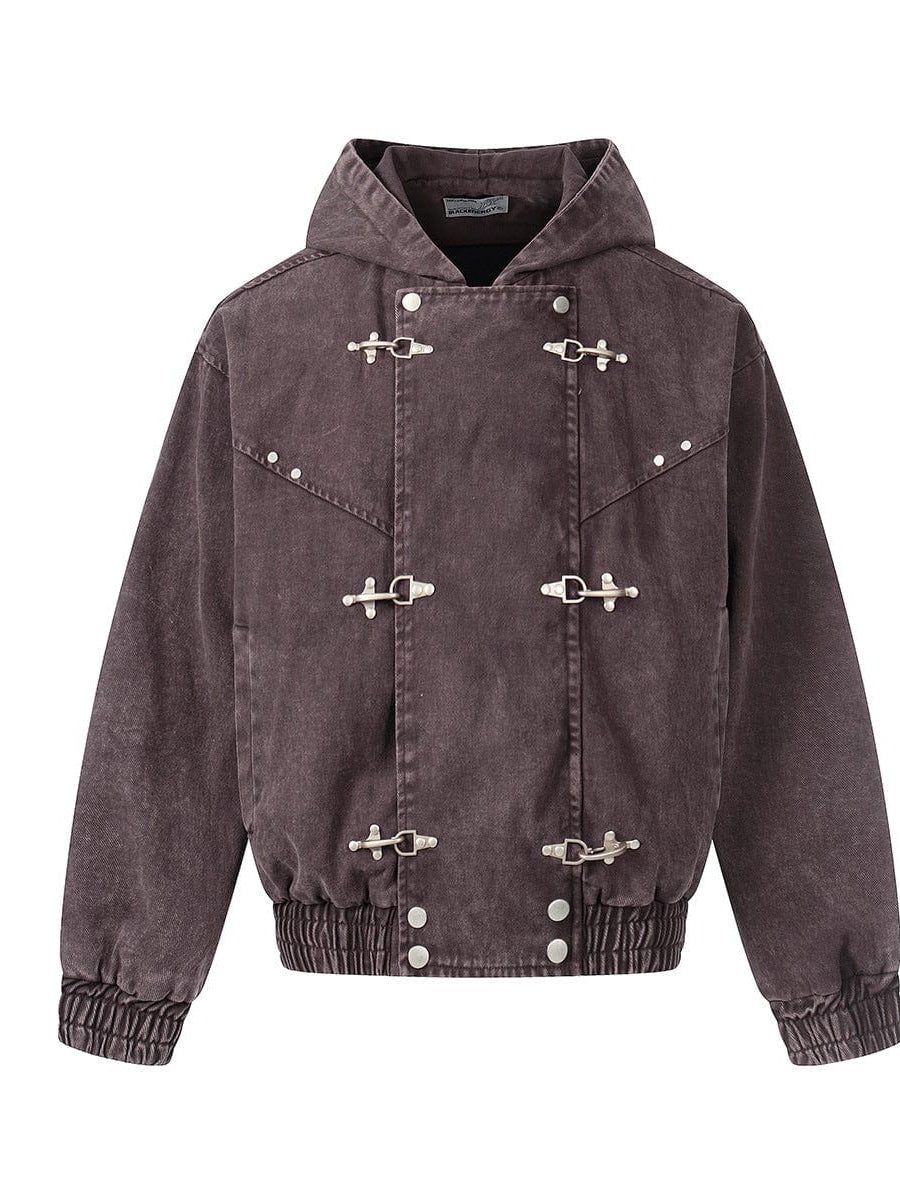 THETLSTUDIO Jiayiku trendy brand 2026 new American retro heavy wash old denim jacket airplane buckle jacket locomotive