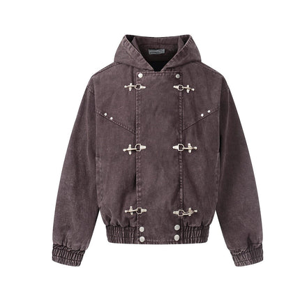 TALKLESSFASHION Jiayiku trendy brand 2026 new American retro heavy wash old denim jacket airplane buckle jacket locomotive