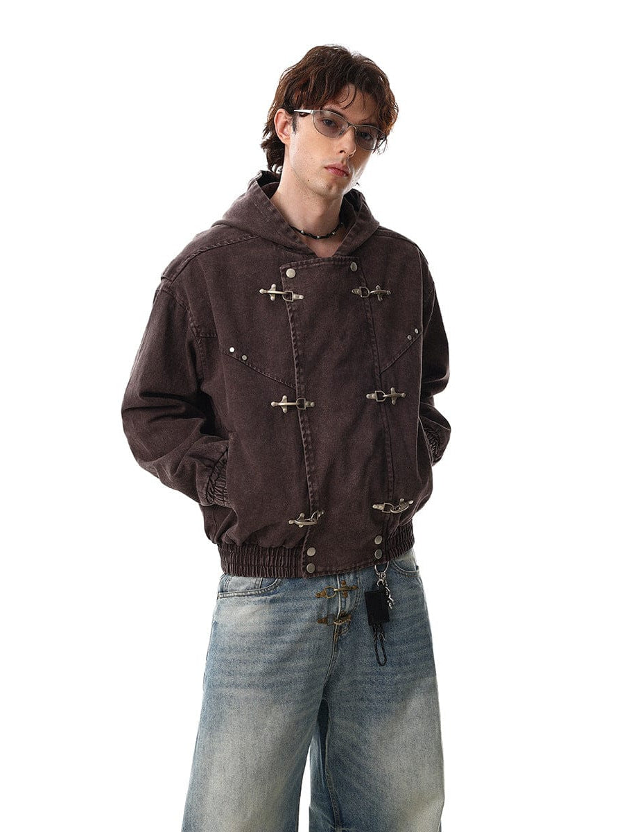 THETLSTUDIO Jiayiku trendy brand 2026 new American retro heavy wash old denim jacket airplane buckle jacket locomotive