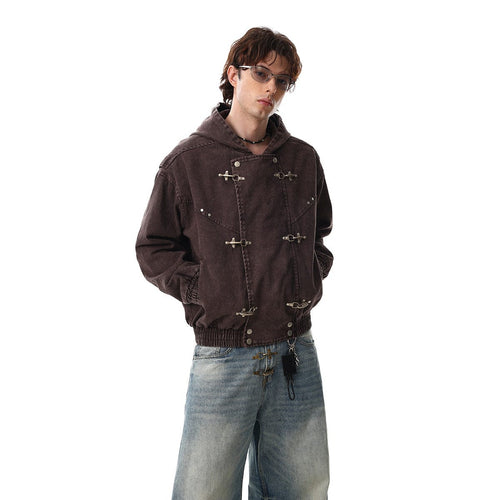THETLSTUDIO Jiayiku trendy brand 2026 new American retro heavy wash old denim jacket airplane buckle jacket locomotive