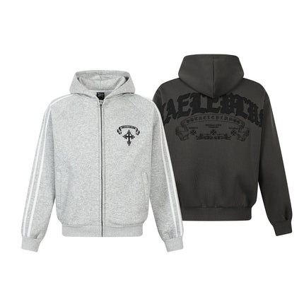 TALKLESSFASHION Jiayiku trendy brand 2026 new American street cross patch embroidered hoodie sports jacket hoodie