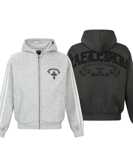 TALKLESSFASHION Jiayiku trendy brand 2026 new American street cross patch embroidered hoodie sports jacket hoodie