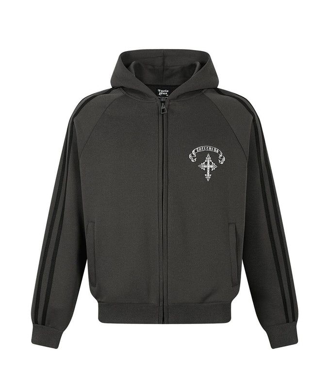 TALKLESSFASHION Jiayiku trendy brand 2026 new American street cross patch embroidered hoodie sports jacket hoodie