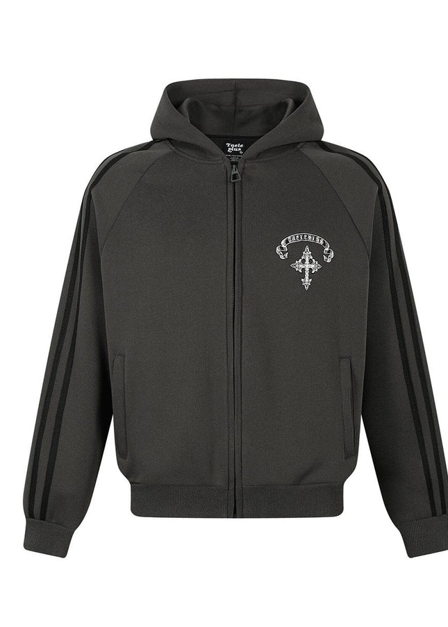 TALKLESSFASHION Jiayiku trendy brand 2026 new American street cross patch embroidered hoodie sports jacket hoodie
