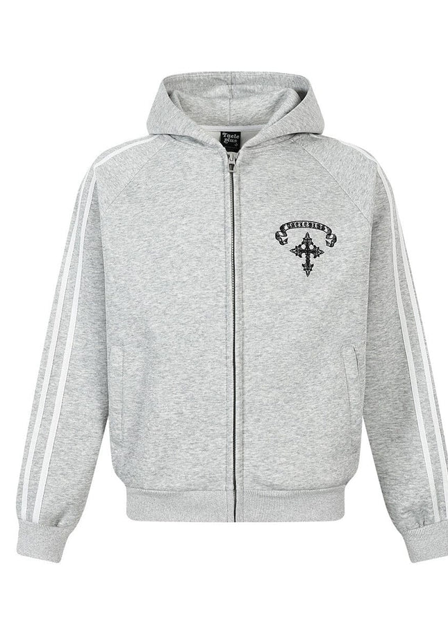 TALKLESSFASHION Jiayiku trendy brand 2026 new American street cross patch embroidered hoodie sports jacket hoodie
