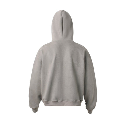 TALKLESSFASHION JW303 American Trend Suede Suede Vintage Structure Zipper Design Short and Wide Men's Hooded Cardigan Sweatshirt