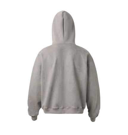 THETLSTUDIO JW303 American Trend Suede Suede Vintage Structure Zipper Design Short and Wide Men's Hooded Cardigan Sweatshirt