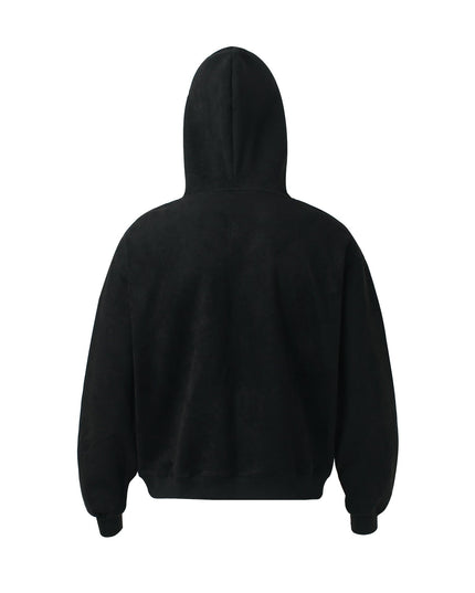 TALKLESSFASHION JW308 American Trend Suede Vintage Structure Embroidery Drawing Design Short and Wide Men's Hooded Cardigan Sweatshirt