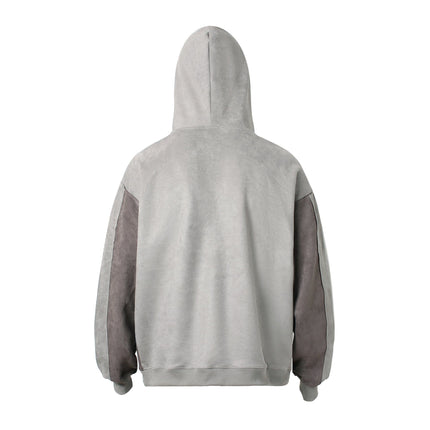 TALKLESSFASHION JW523 American Retro Men's and Women's Premium Street Stitching Design Men's Loose Suede Thickened Sweatshirt