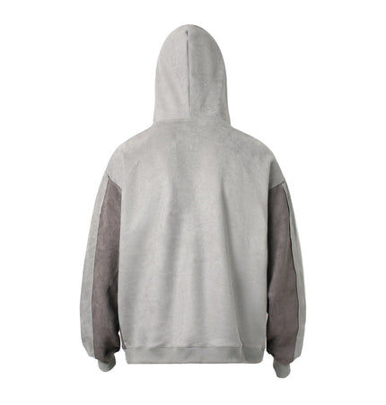 TALKLESSFASHION JW523 American Retro Men's and Women's Premium Street Stitching Design Men's Loose Suede Thickened Sweatshirt