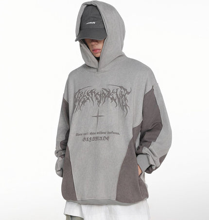 TALKLESSFASHION JW523 American Retro Men's and Women's Premium Street Stitching Design Men's Loose Suede Thickened Sweatshirt