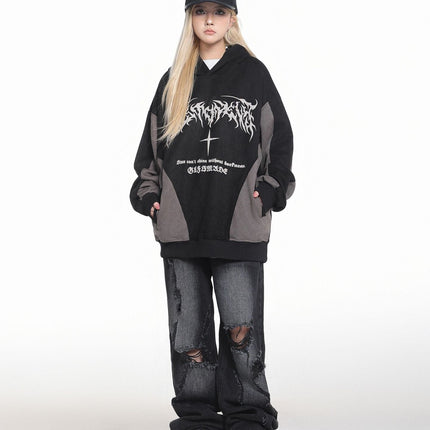 TALKLESSFASHION JW523 American Retro Men's and Women's Premium Street Stitching Design Men's Loose Suede Thickened Sweatshirt