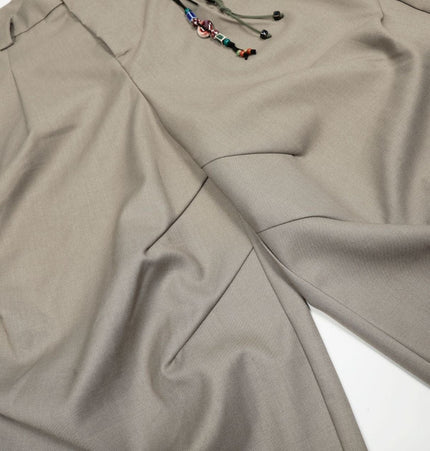 TALKLESSFASHION K338 American summer high-end versatile street trend deconstructed pleated design men's loose cropped casual trousers