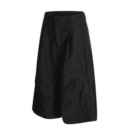 TALKLESSFASHION K338 American summer high-end versatile street trend deconstructed pleated design men's loose cropped casual trousers