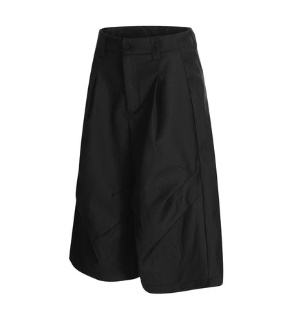TALKLESSFASHION K338 American summer high-end versatile street trend deconstructed pleated design men's loose cropped casual trousers