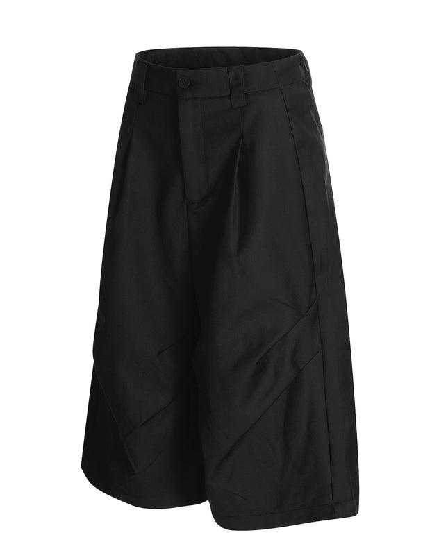 TALKLESSFASHION K338 American summer high-end versatile street trend deconstructed pleated design men's loose cropped casual trousers