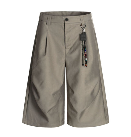 TALKLESSFASHION K338 American summer high-end versatile street trend deconstructed pleated design men's loose cropped casual trousers