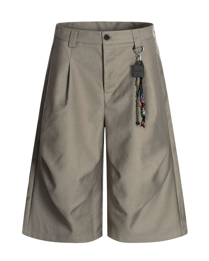 TALKLESSFASHION K338 American summer high-end versatile street trend deconstructed pleated design men's loose cropped casual trousers