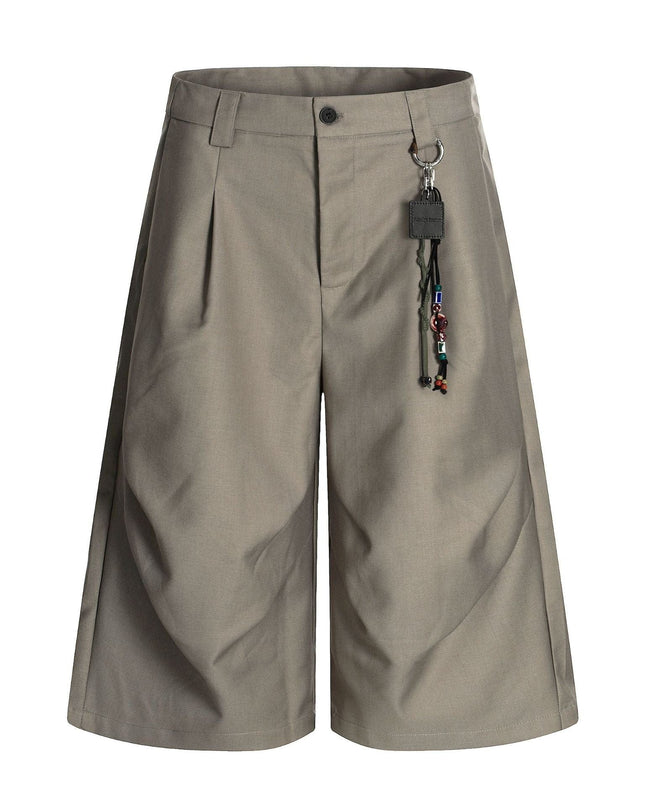 TALKLESSFASHION K338 American summer high-end versatile street trend deconstructed pleated design men's loose cropped casual trousers