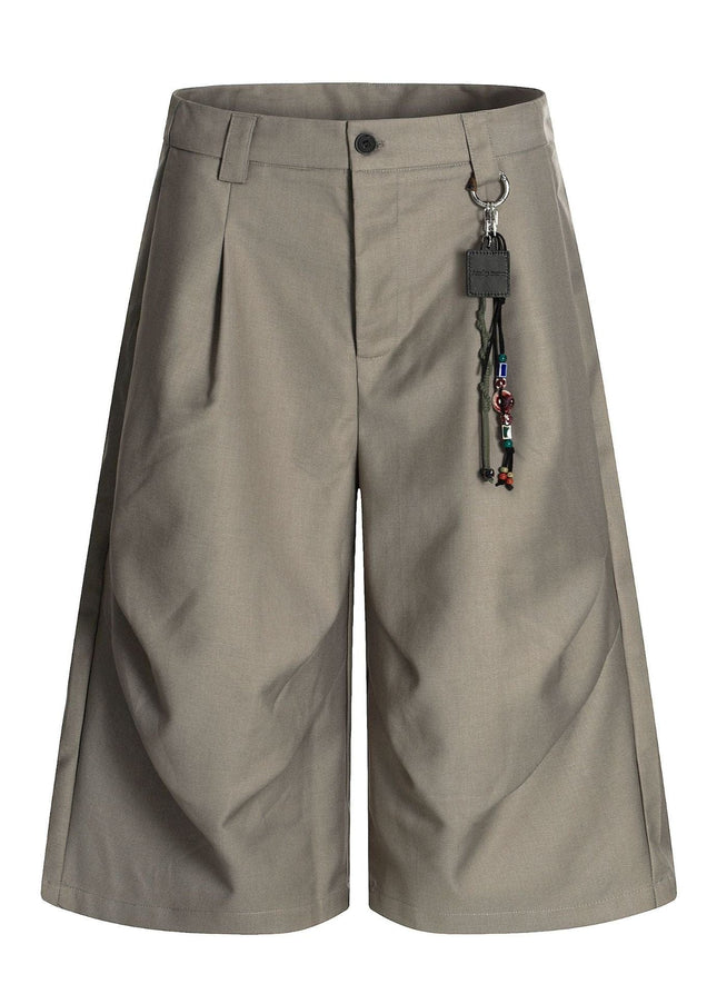 TALKLESSFASHION K338 American summer high-end versatile street trend deconstructed pleated design men's loose cropped casual trousers