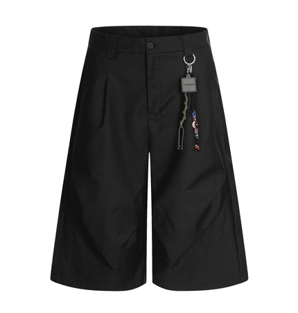 TALKLESSFASHION K338 American summer high-end versatile street trend deconstructed pleated design men's loose cropped casual trousers