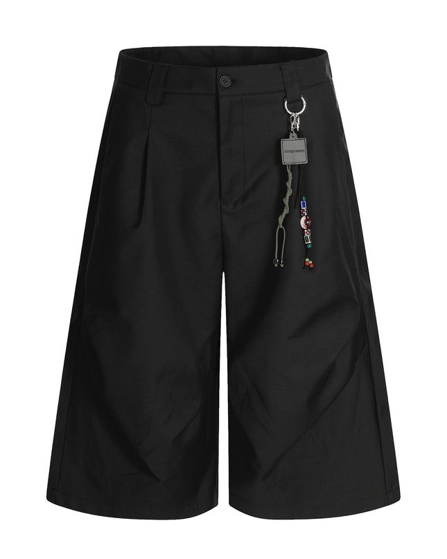 TALKLESSFASHION K338 American summer high-end versatile street trend deconstructed pleated design men's loose cropped casual trousers