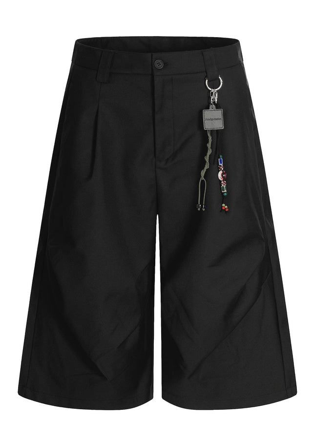 TALKLESSFASHION K338 American summer high-end versatile street trend deconstructed pleated design men's loose cropped casual trousers