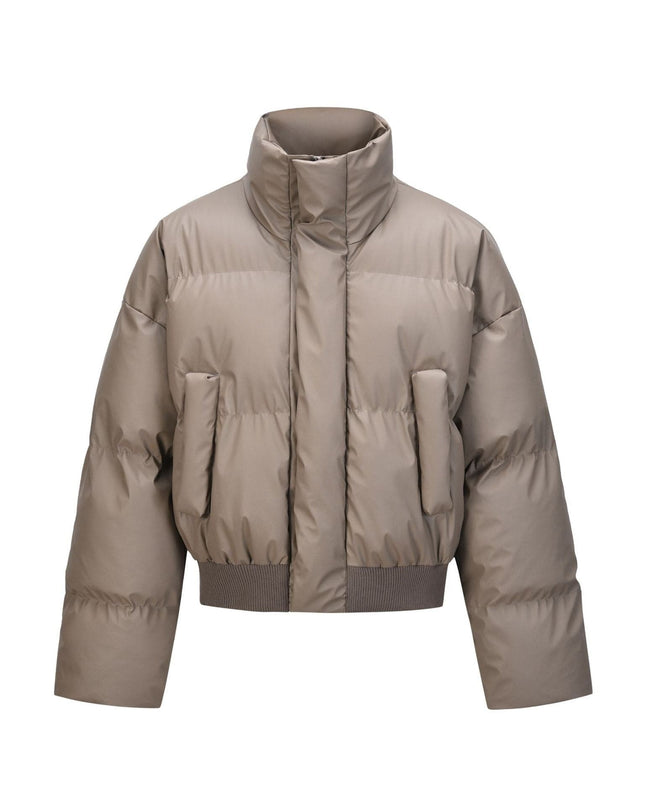 TALKLESSFASHION Khaki / L Turtleneck Cotton-padded Jacket&Coat—7760