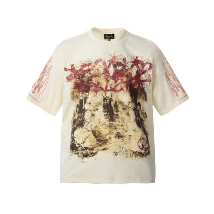 TALKLESSFASHION L / apricot HELLSTARSTA all-over vintage short-sleeved T-shirt