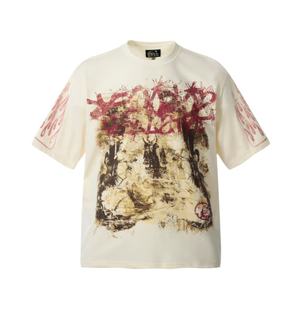 THETLSTUDIO L / apricot HELLSTARSTA all-over vintage short-sleeved T-shirt