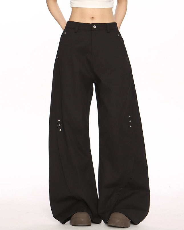 TALKLESSFASHION L / black Deconstructed Scimitar Wide-Leg Trousers