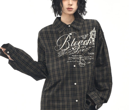 TALKLESSFASHION L / brown OV original autumn new American retro plaid shirt jacket men's and women's loose casual shirt long-sleeved top trend
