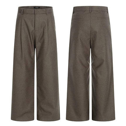 TALKLESSFASHION L / Coffee color GPH6937 GXFortune Old Money Style Striped Coffee Color Straight Leg Trousers Men's and Women's Commuter Casual Pants Draped Vintage Pants