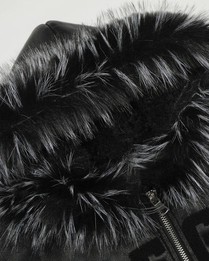 TALKLESSFASHION Lambswool Pilot Fur Collar Jacket