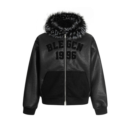 TALKLESSFASHION Lambswool Pilot Fur Collar Jacket