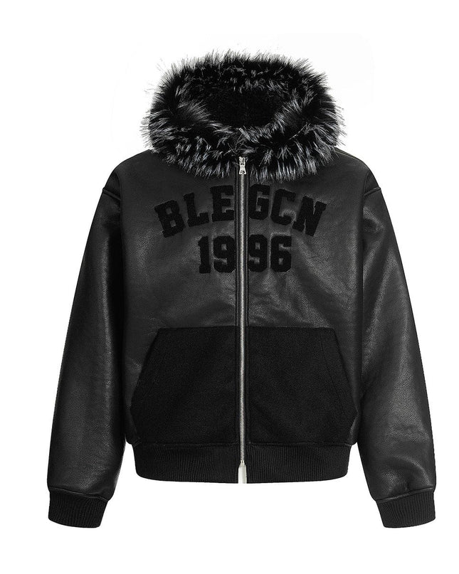 TALKLESSFASHION Lambswool Pilot Fur Collar Jacket