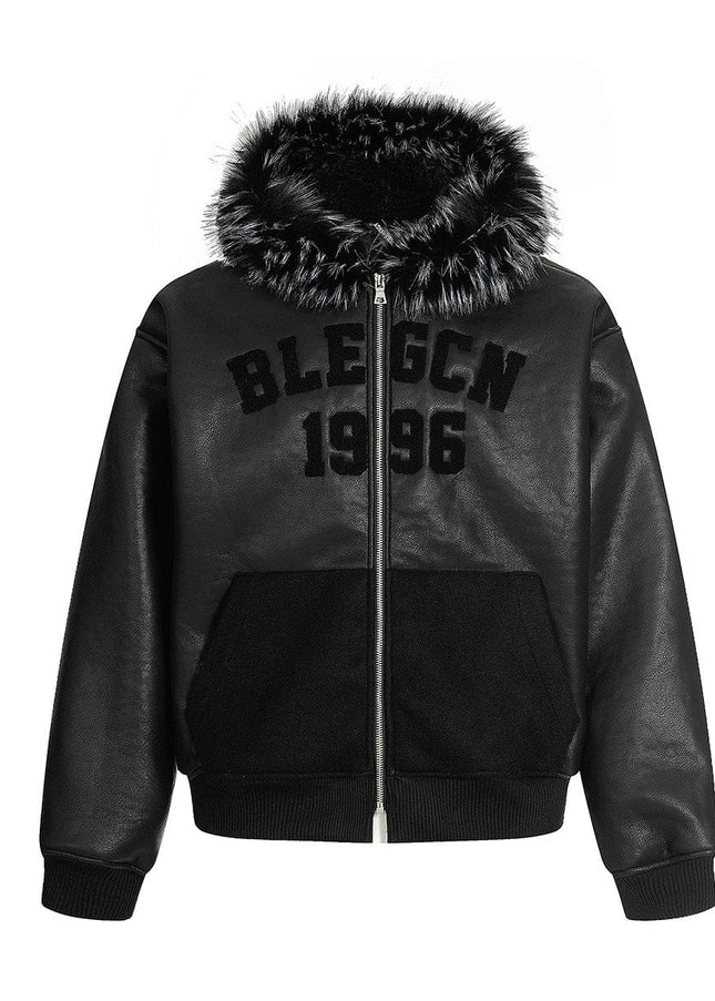 TALKLESSFASHION Lambswool Pilot Fur Collar Jacket
