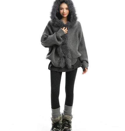 TALKLESSFASHION Lazy Style Patchwork Fur Sweater
