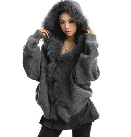 TALKLESSFASHION Lazy Style Patchwork Fur Sweater