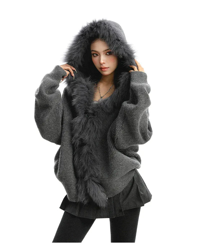 TALKLESSFASHION Lazy Style Patchwork Fur Sweater