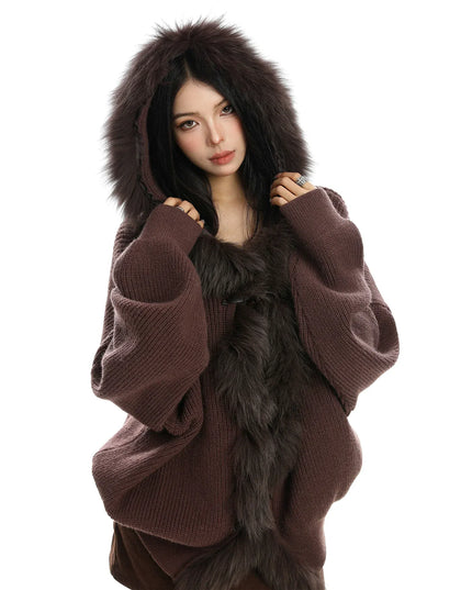 TALKLESSFASHION Lazy Style Patchwork Fur Sweater