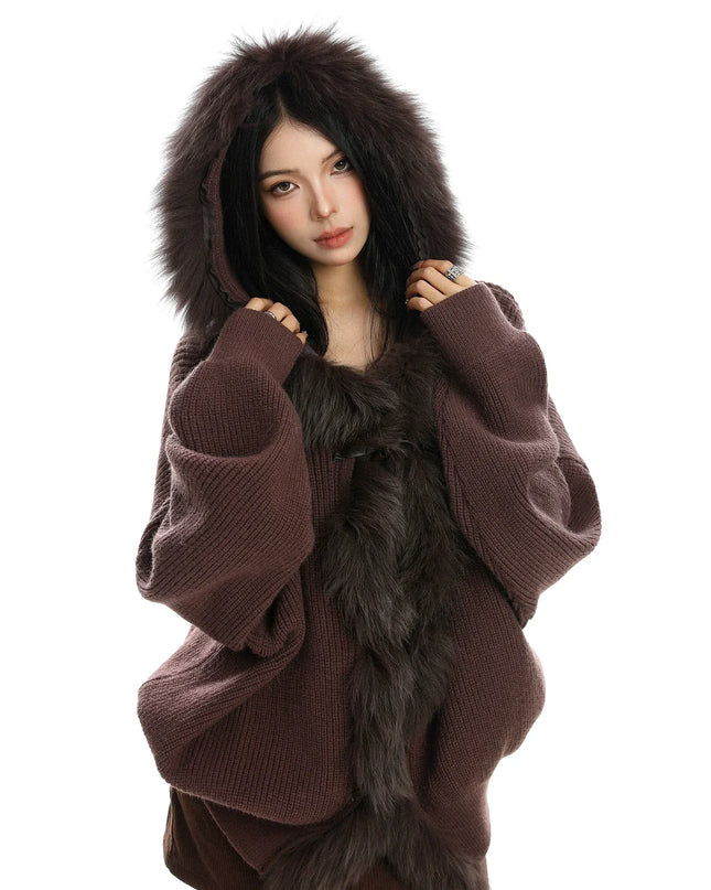 TALKLESSFASHION Lazy Style Patchwork Fur Sweater