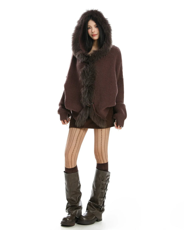 TALKLESSFASHION Lazy Style Patchwork Fur Sweater