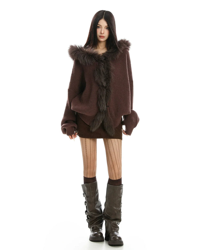 TALKLESSFASHION Lazy Style Patchwork Fur Sweater