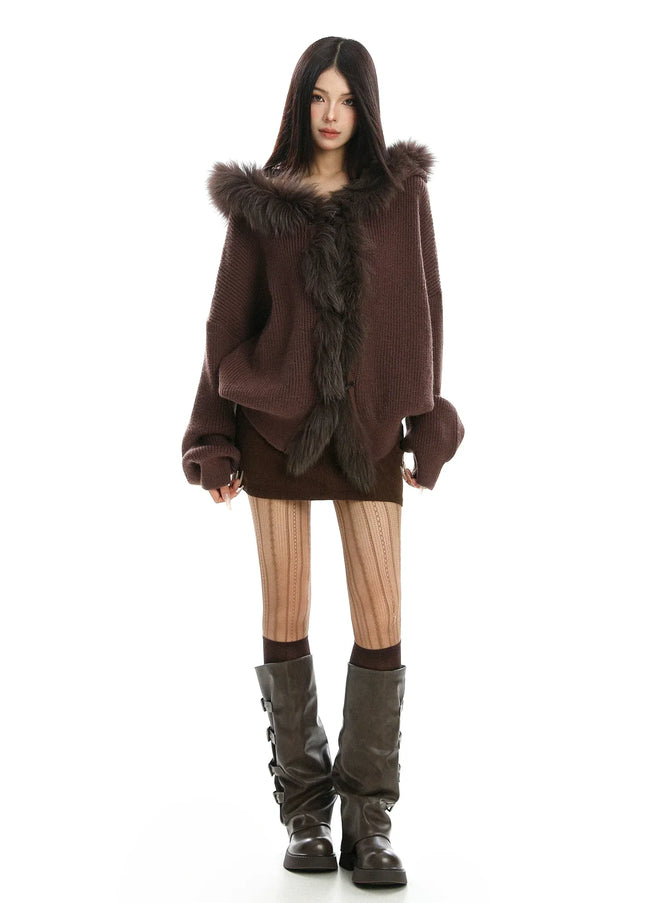 TALKLESSFASHION Lazy Style Patchwork Fur Sweater