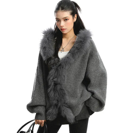 TALKLESSFASHION Lazy Style Patchwork Fur Sweater