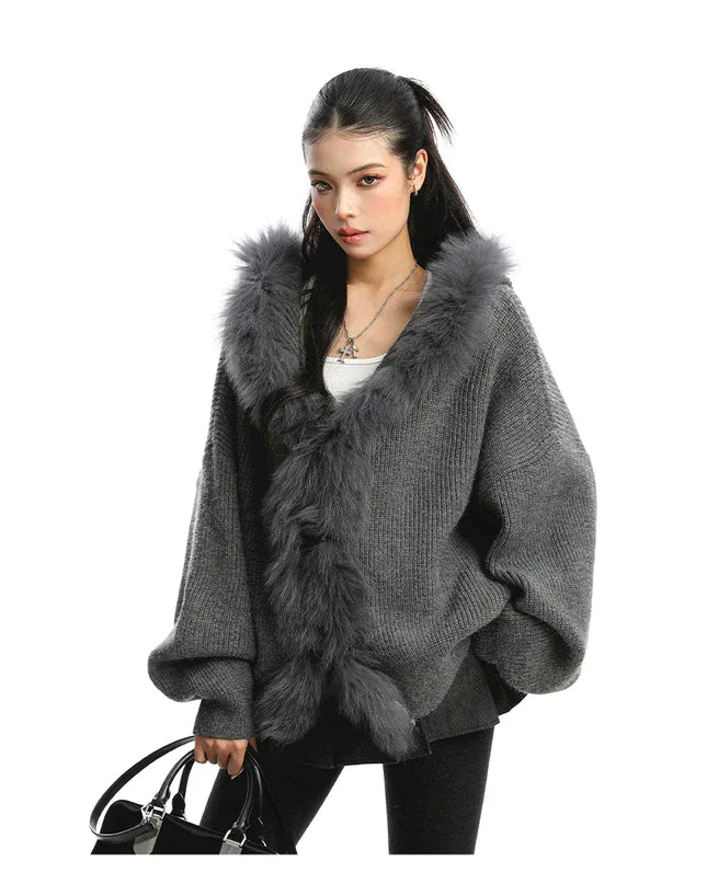 TALKLESSFASHION Lazy Style Patchwork Fur Sweater