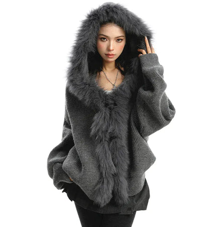TALKLESSFASHION Lazy Style Patchwork Fur Sweater