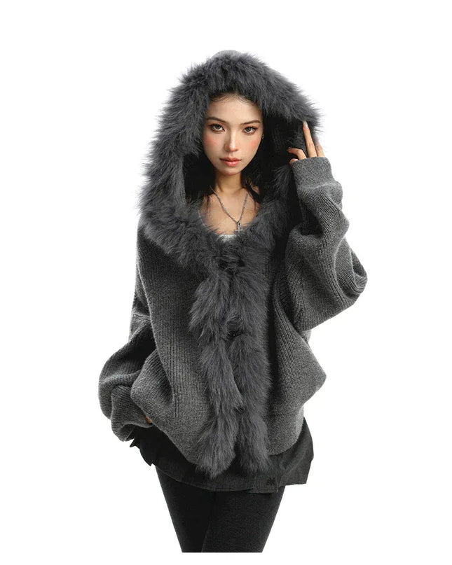 TALKLESSFASHION Lazy Style Patchwork Fur Sweater